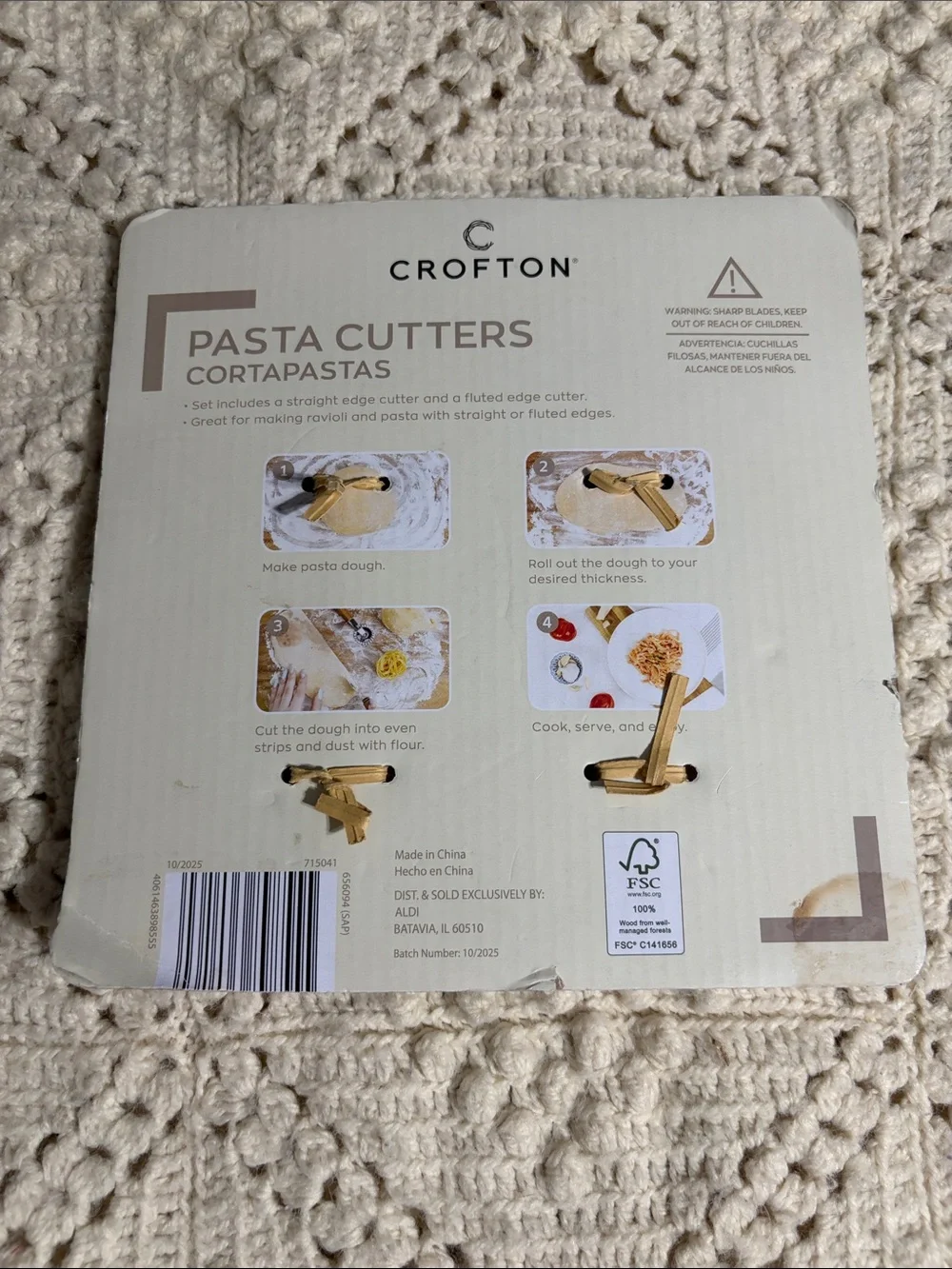 NWT Crofton Pasta Cutters with Acacia Wood Handles - 2 Piece Set - Brown